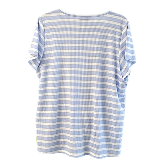 Lane Bryant Blue and White Pullover Drawcord Striped Tee Size 18/20 - Picture 7 of 8